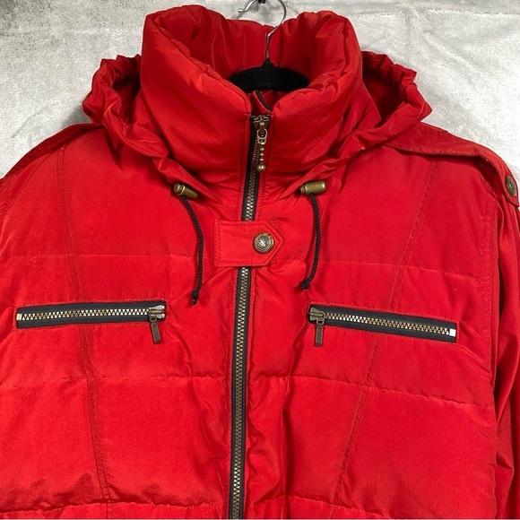 Vintage Nils Skiwear Puffer Long Jacket Size 12 Red Down 550Fill USA - Picture 2 of 16